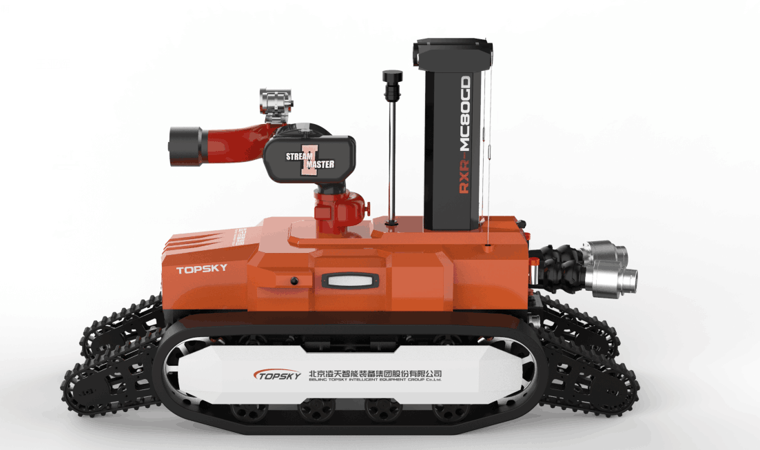 全地形防爆消防滅火偵察機(jī)器人【履帶擺臂】  (第2代，升降云臺(tái)及氣體二合一探測(cè)裝置+語(yǔ)音控制）  RXR-MC80BGD